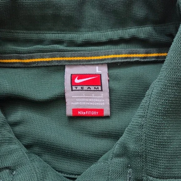 Nike Polo Shirt Men Large Green Baylor University NCAA FIT DRY Logo - Picture 3 of 5